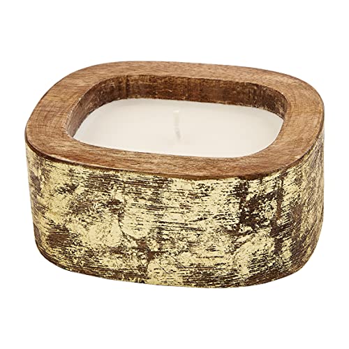 Mud Pie Foil Wood Vanilla Scented Candle, 4.5" x 5.5", Gold