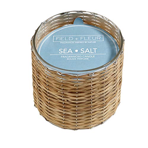HillHouse Naturals FF-SSGL2 Sea Salt 2 Wick Handwoven Home Fragrance Candle, 12 ounce