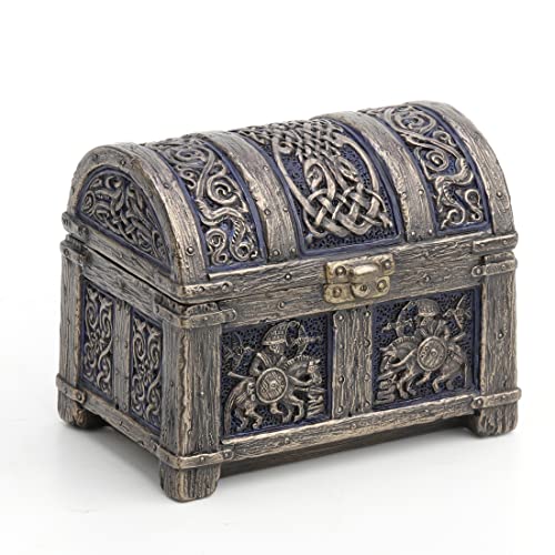 Unicorn Studio Veronese Design 3" Norse Vendel Rider Treasure Chest Resin Sculpture Bronze Finish