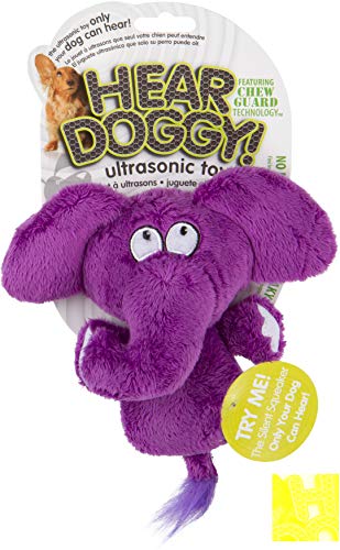 Worldwise Hear Doggy!  Mini Flattie Elephant with Chew Guard Technology Plush Silent Squeak Dog Toy