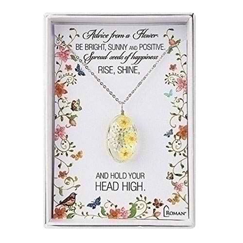 Roman 13702 Pressed Flower Necklace (Yellow)