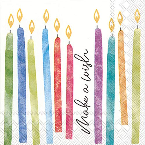 Boston International IHR 3-Ply Paper Napkins, 20-Count Cocktail Size, Birthday Wish