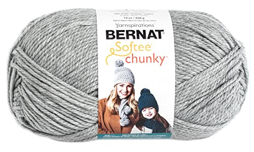 Spinrite Yarns (CA) Bernat Big Ball Chunky Solid Yarn, 14 oz, Gauge 6 Super Bulky, 100% Acrylic, Grey Heather
