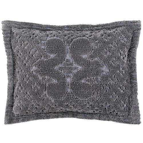 Better Trends Ashton Collection is Super Soft and Light Weight in Medallion Design 100 Pecent Cotton Tufted Unique Luxurious Machine Washable Tumble Dry, Standard Sham, Gray