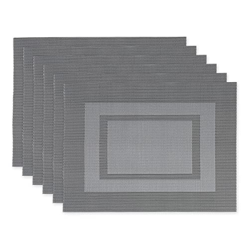 DII Design PVC Tabletop Collection Woven Indoor/Outdoor, Placemat Set, 13x17.25, Gray, 6 Piece