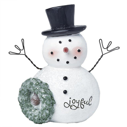 Blossom Bucket Joyful Snowman with Wreath and Christmas Ornament
