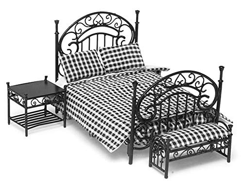 Aztec Imports, Inc. Dollhouse Miniature Ornate Black Iron Bedroom Set