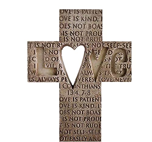 Comfy Hour Cross Cross On The Wall Collection Resin Standing Cross with Love Heart Design Decor, Tabletop