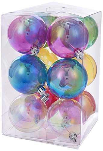 Kurt Adler Adler 60MM Clear Iridescent Plastic Ball 12-Piece Ornament Set