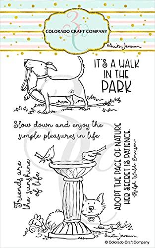 Colorado Craft Company Colorado Clear Stamp, Birdbath Friends-by Anita Jeram