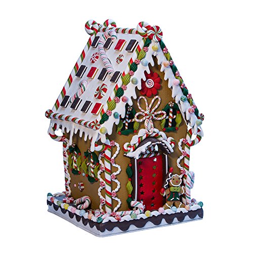 Kurt Adler J3579 Claydough and Metal Cookie and Candy Lighted House Decoration, 13-1/4-Inch