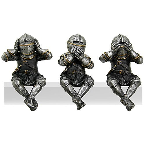 Pacific Trading Giftware Medieval Knights See No Evil Speak No Evil Hear No Evil Whimsical Funny Knights Shelf Sitters Collectible Set
