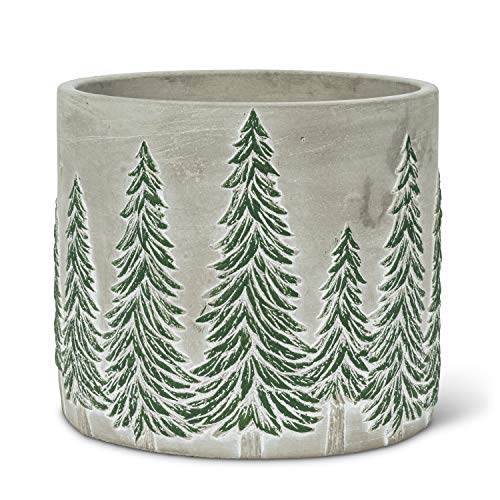 Abbott Collection  27-JASPER-890-LG # Large Snowy Tree Planter, 6 inches H, Grey/Green
