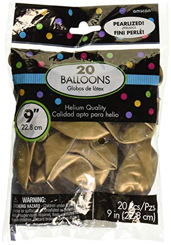 Amscan Packaged Pearl Latex Party Balloons (20 Piece), 9", Gold