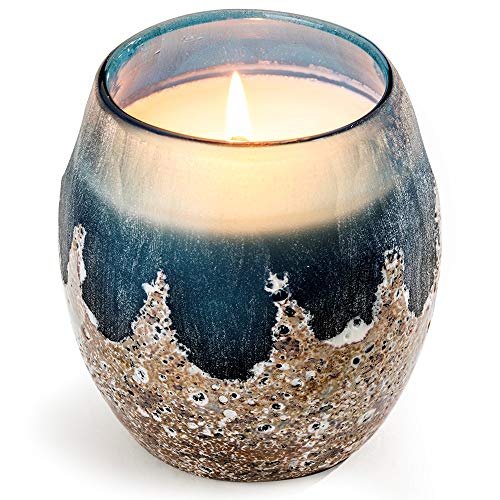Dynasty Gallery 28211B-CL Glisten + Glass Candle Blue Sandstone, 4-inch Height