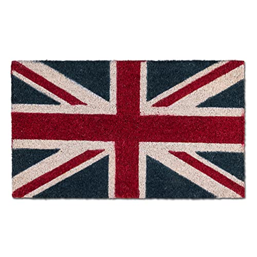 Abbott Collection Coir Fibre Doormat, Union Jack Flag, Natural Material, 18x30 inches L