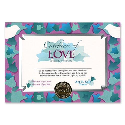 Beistle Certificate Of Love, 5" x 7", 6 Per Package