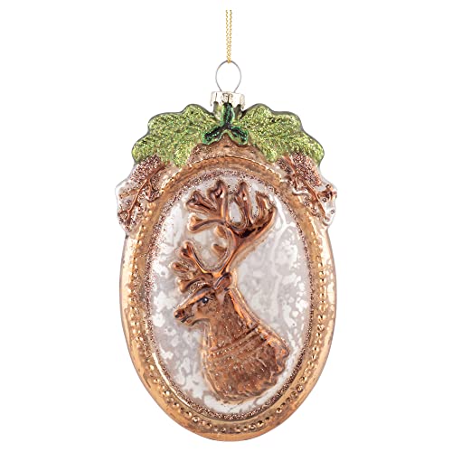 RAZ Imports 4220858 Antique Silhouette Deer Disc Ornament, 5.75 inches Height