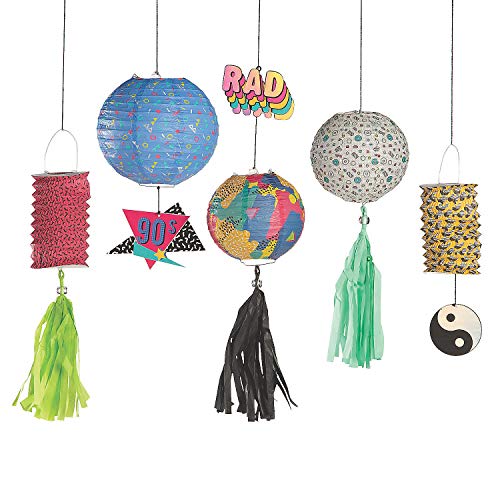 Fun Express 90S PAPER HANGING PAPER LANTERN - Party Decor - 5 Pieces