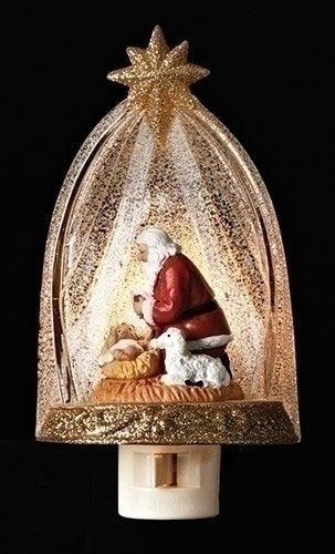 6.5" Kneeling Santa Nightlight Swivel Plug by Roman