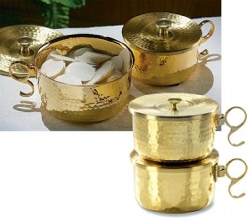 Christian Brands 600 Host Brass Stacking Ciborium with Lid