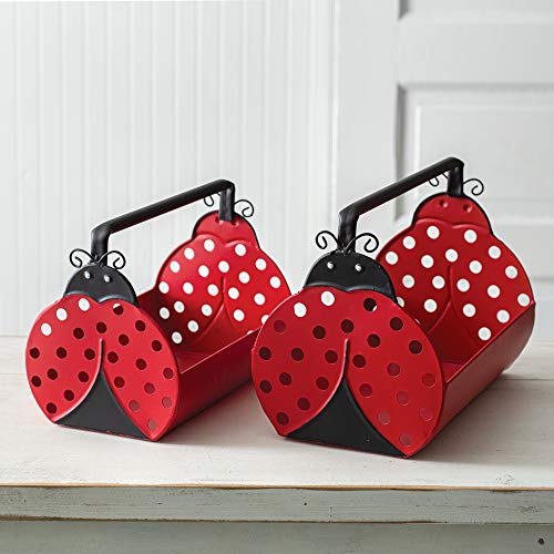 CTW Home Collection 770465 Set of Two Ladybug Carriers, Metal