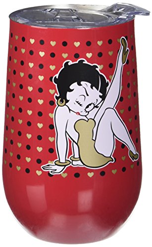 Spoontiques Smart Living Company 16930 Betty Boop Stainless Wine Tumbler, 3.5" x 3.5" x 5.75&quot, Red