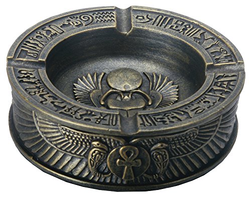 Pacific Trading YTC 4 Inch Cold Cast Bronze Colored Ashtray with Egyptian Horus Engravings