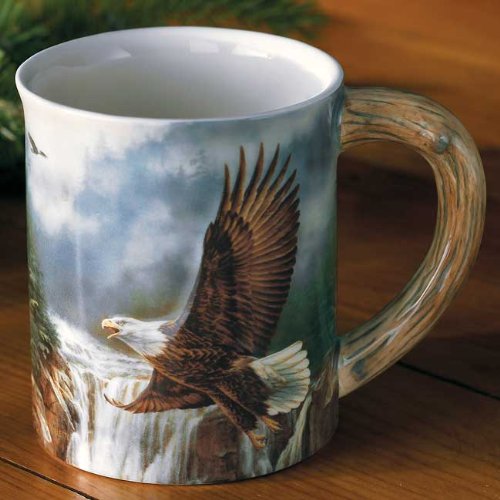 Wild Wings(WI) Bald Eagle Sculpted Mug by Rosemary Millette, Brown, 4-1/2" high