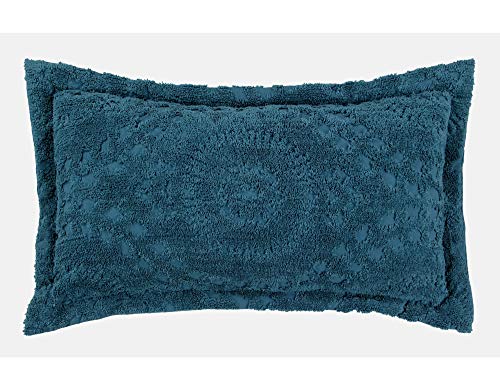 Better Trends Rio Collection is super soft and light weight in Floral Design 100 Percent Cotton Tufted Unique Luxurious Machine Washable Tumble Dry, King Sham, Teal