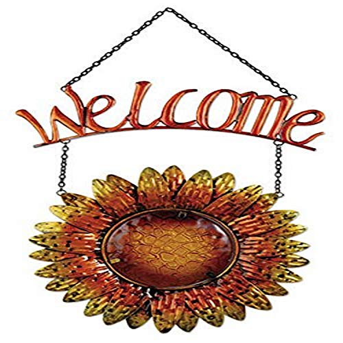 Sunset Vista Designs Metal and Glass Hanging Sunflower Welcome Sign