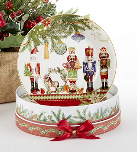 Delton 8145-9 Nutcracker Porcelain 2-Plate Set, 8-inch Diameter