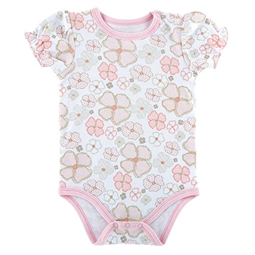 Creative Brands Stephan Baby Playful Posies Pink and Gray Floral Snapshirt-Style Diaper Cover, 0-3 Months