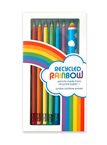 SNIFTY Recycled Rainbow Pencil Set of 6 + Jumbo Eraser