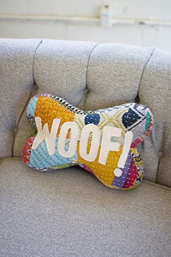 Kalalou Woof Kantha Bone Pillow