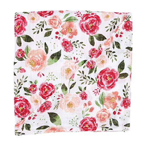 Mud pie Muslin Peony Swaddle Blanket, 47-inch Square