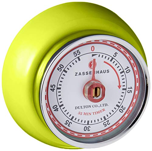 Frieling Zassenhaus Magnetic Retro Kitchen Timer, Classic Mechanical Cooking Timer (Kiwi Green) 2.75 Inch