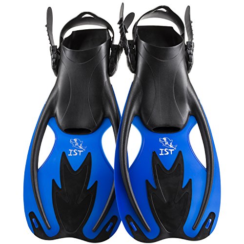 IST FK09 Swift Adjustable Kids Open Heel Fins for Diving and Snorkeling (Blue)