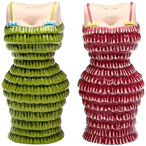 Cosmos Gifts Appletree Design Pink and Green Cuties Dress Salt and Pepper Set, 3-1/2-Inch