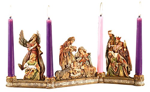 Christian Brands Avalon Gallery Advent Candleholder, Holy Family Nativity Scene