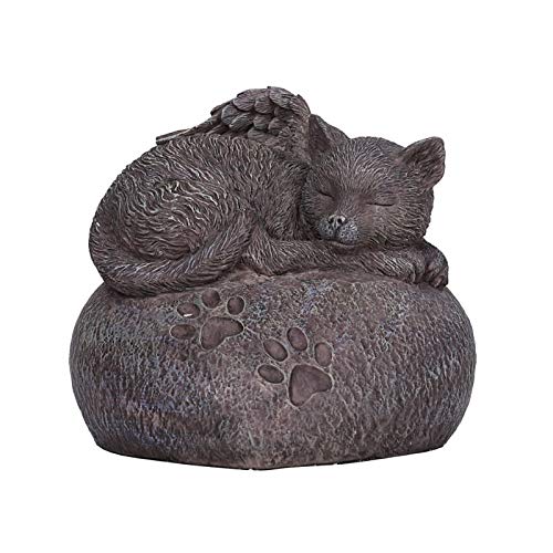 Pacific Trading Giftware Pet Memorial My Love Sleeping Angle Cat Foot Print Rock Urn Bottom Load 30 Cubic