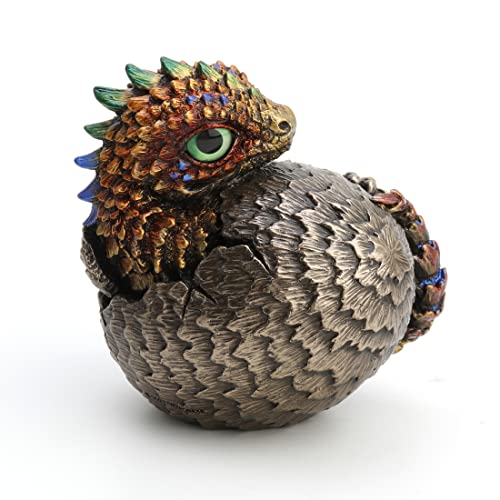 Unicorn Studio Scaly Baby Dragon Hatchling Cold Cast Resin Antique Bronze Statue