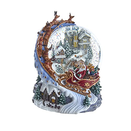 Kurt Adler Adler Battery-Operated Musical Santa and SLED Waterglobe Water Globes, 120MM, Multi-Colored