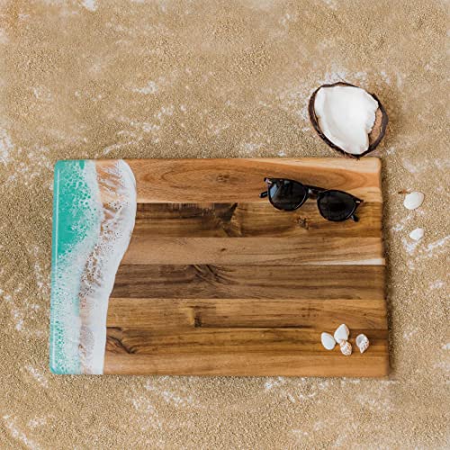 Lynn & Liana Designs Acacia Breadboard Gold Quartz, 18-inch Length, 12-inch Width, Serveware, Kitchen
