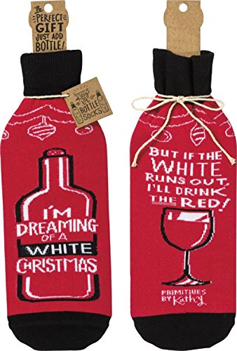 Primitives by Kathy Decorative Bottle Sock White Christmas I&
