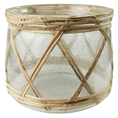 HomArt 9638-0 Glass and Rattan Cairo Hurricane, Medium