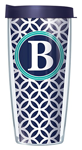 Freeheart Navy Roundabout Letter B Traveler 16 Oz Tumbler Mug with Lid