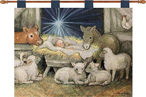 Manual Wall Hanging-Nativity w/Sheep & Barn (36" x 26")