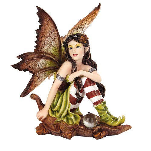 Pacific Trading Giftware 5.25" Fairyland Autumn Fairy Elf Sitting on Oak Leaf [9733]