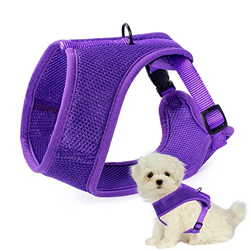 Mile High Life | Dog Cat Vest Harness | No Choke Pull | Easy Step-in | Breathable Soft Mesh Padding | Puppy Training Halter | Solid Purple | Large Girth (21.6"-43.2"